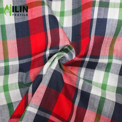 Latest shirt fabric pure 100% cotton yarn dyed orange check fabric woven plaid fabric manufacturer for women